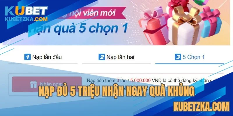 Chọn một trong năm món quà khủng từ KUBET